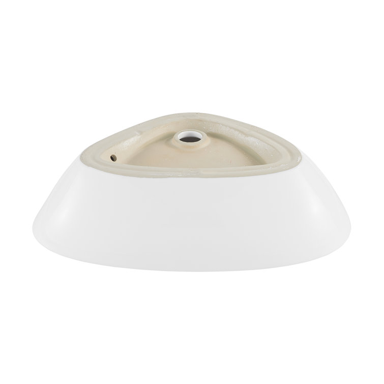White Ceramic Above-Counter Vessel Sink, 23"