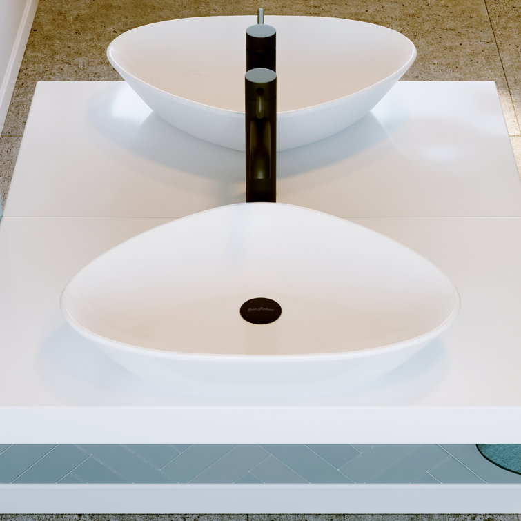 White Ceramic Above-Counter Vessel Sink, 23"