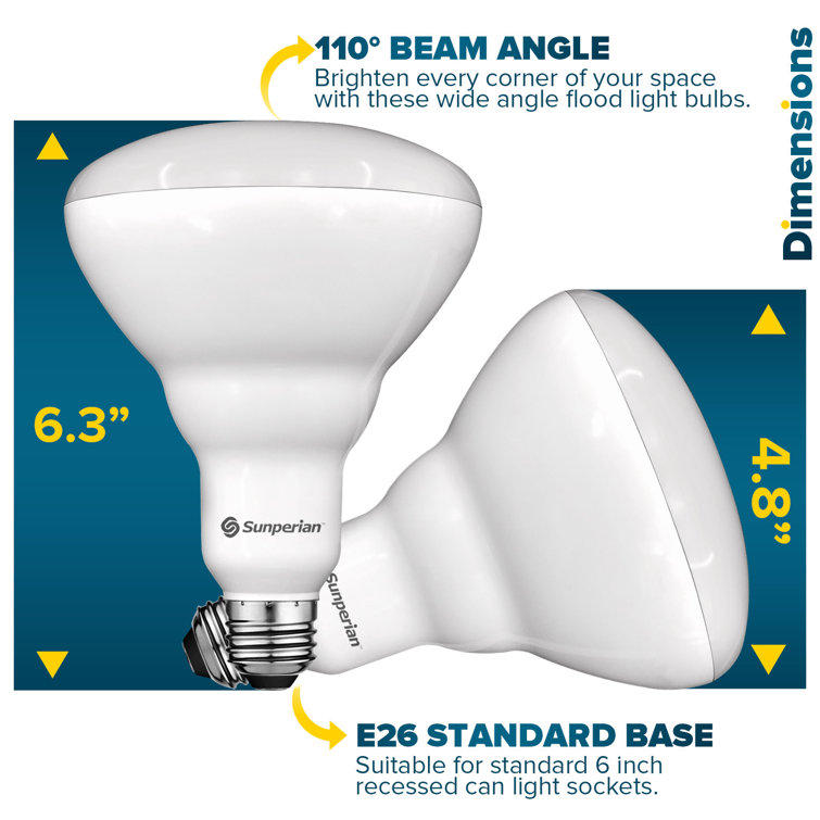 White Dimmable LED Flood Light Bulbs, 12-Pack