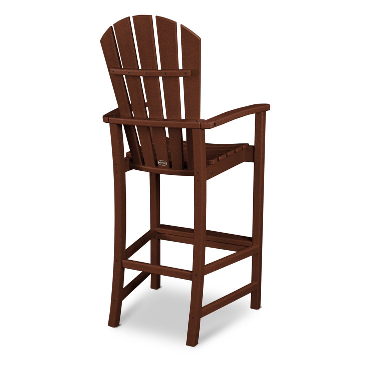 Mahogany Recycled Plastic Outdoor Bar Chair with Armrests