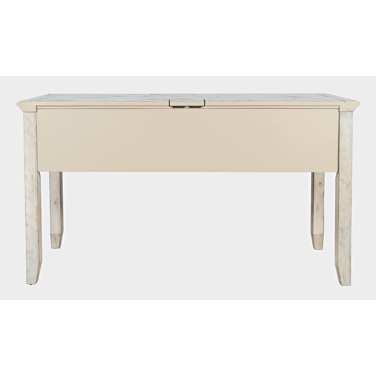 Scrimshaw Coastal Cream & Brown Home Office Desk with Charging Station