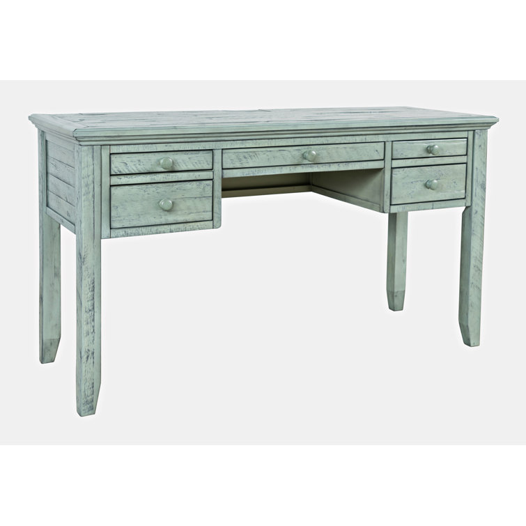 Surfside Blue Coastal Wood Desk with USB Ports