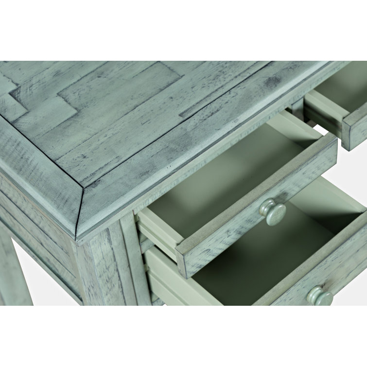 Surfside Blue Coastal Wood Desk with USB Ports