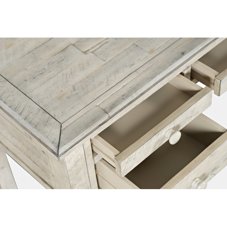 Scrimshaw Coastal Cream & Brown Home Office Desk with Charging Station
