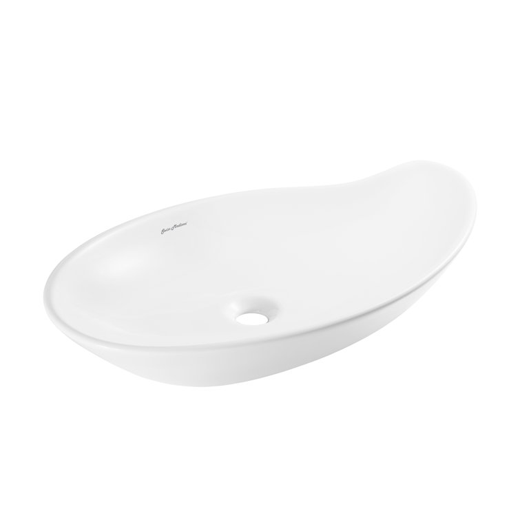 Elegant White Ceramic 25'' Above-Counter Vessel Sink