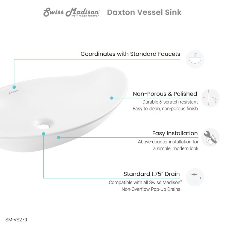 Elegant White Ceramic 25'' Above-Counter Vessel Sink