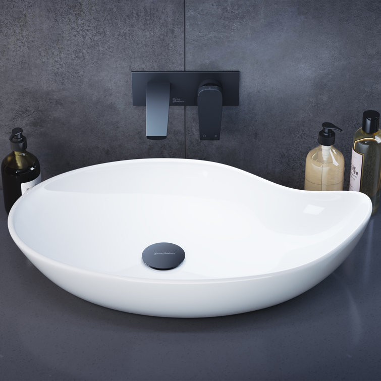Elegant White Ceramic 25'' Above-Counter Vessel Sink