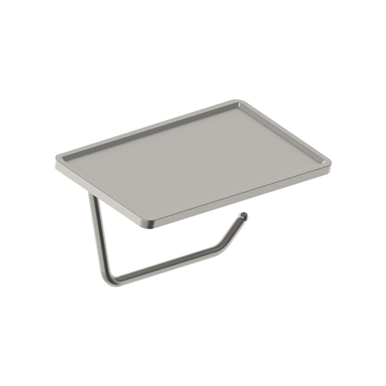Satin Nickel Wall-Mounted Toilet Paper Holder with Shelf