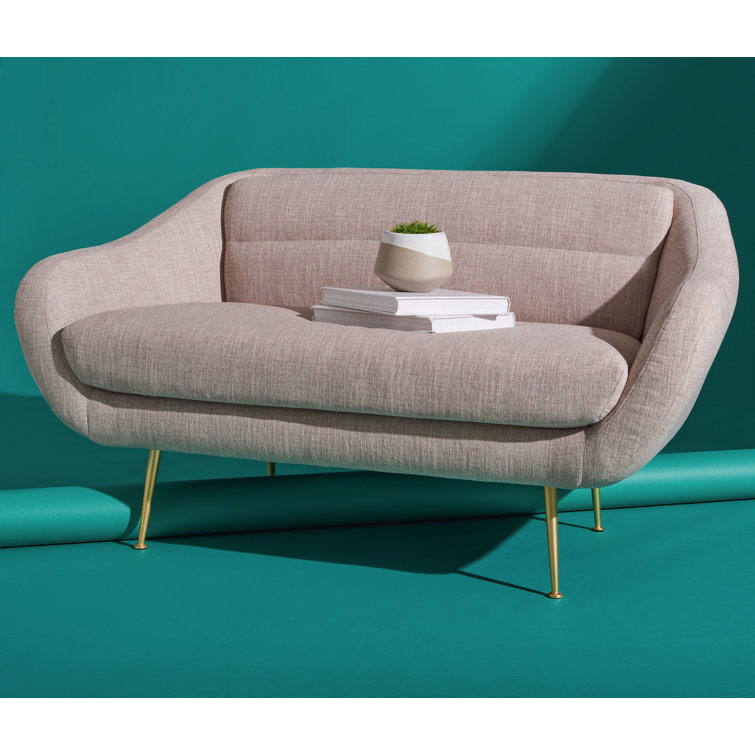 Mid-Century Chic Belladonna 56'' Light Gray Fabric Loveseat