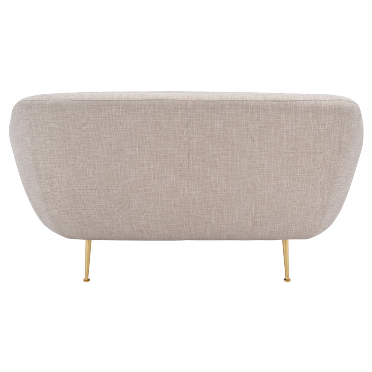 Belladonna Mid-Century Chic Oatmeal Linen Loveseat with Gold Legs
