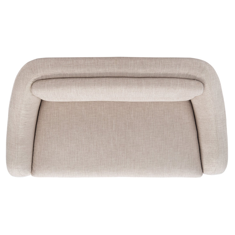 Belladonna Mid-Century Chic Oatmeal Linen Loveseat with Gold Legs