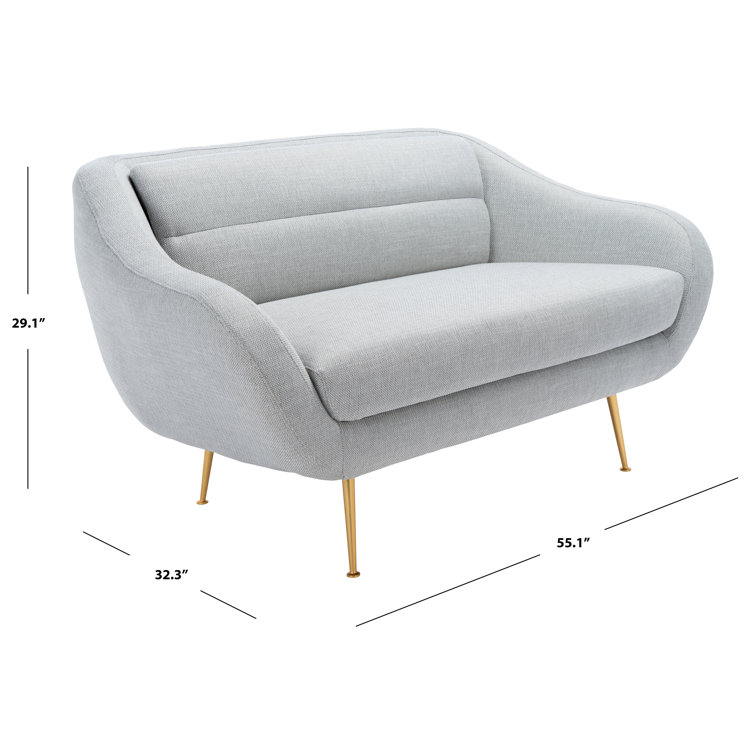 Mid-Century Chic Belladonna 56'' Light Gray Fabric Loveseat