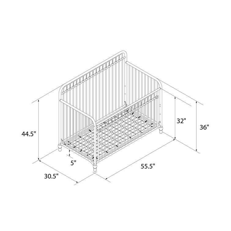 Gold Metal 3-in-1 Convertible Crib with Arched Frame