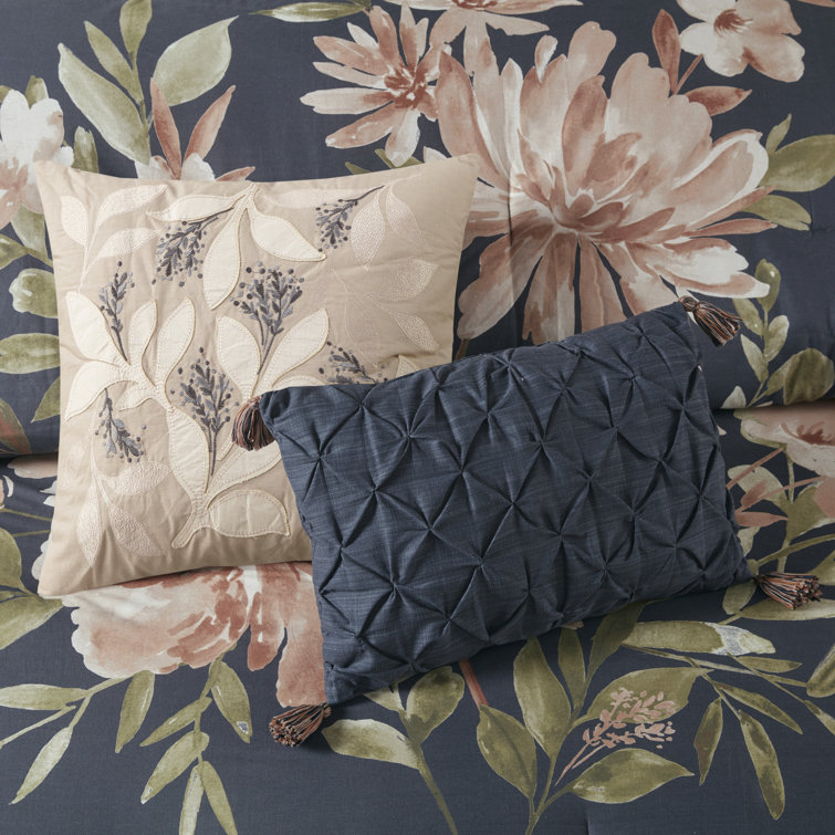 California King Blush Floral Cotton 8-Piece Comforter Set