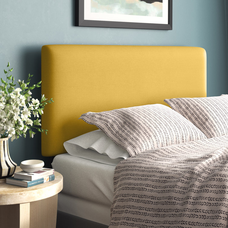Classic Black Linen Upholstered Queen Headboard with Solid Wood Frame