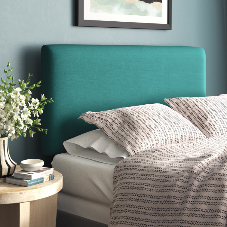 Classic Black Linen Upholstered Queen Headboard with Solid Wood Frame