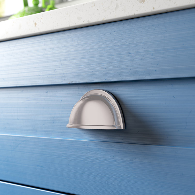 Polished Chrome Traditional Cup Pull with Mounting Hardware