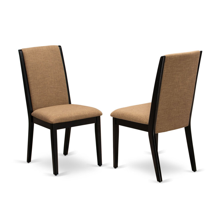 Light Sable Linen Upholstered High Back Parsons Chairs, Set of 2