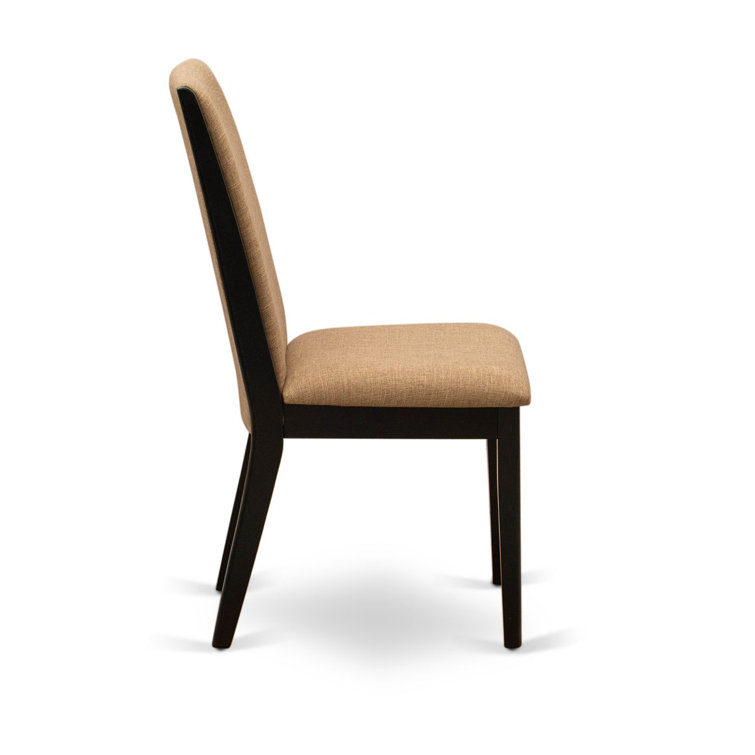 Light Sable Linen Upholstered High Back Parsons Chairs, Set of 2