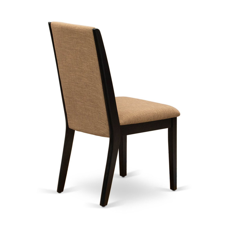 Light Sable Linen Upholstered High Back Parsons Chairs, Set of 2