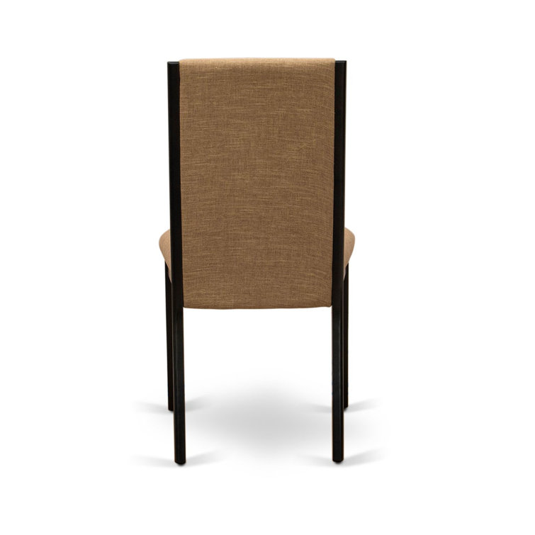 Light Sable Linen Upholstered High Back Parsons Chairs, Set of 2
