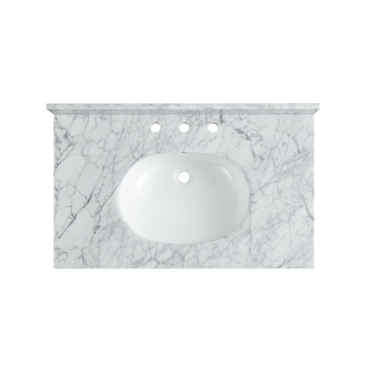 Matte Black Wall-Mount Console Sink with Stone Countertop