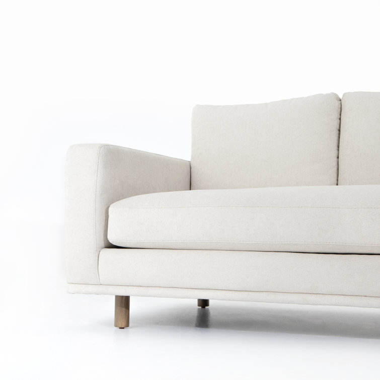 Centrale Bonnell Ivory 85" Modern Stationary Sofa with Track Arms