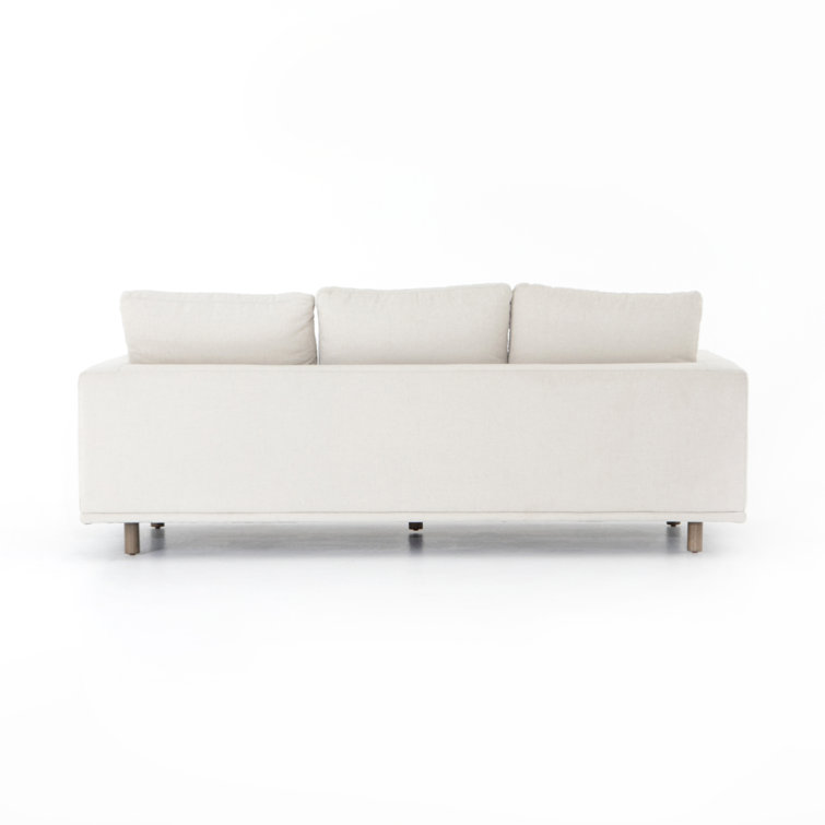 Centrale Bonnell Ivory 85" Modern Stationary Sofa with Track Arms