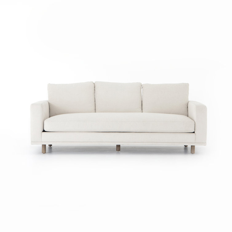 Centrale Bonnell Ivory 85" Modern Stationary Sofa with Track Arms