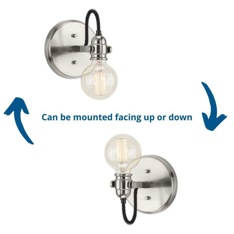 Axle Brushed Nickel Vintage Bath Vanity Light with Adjustable Arm