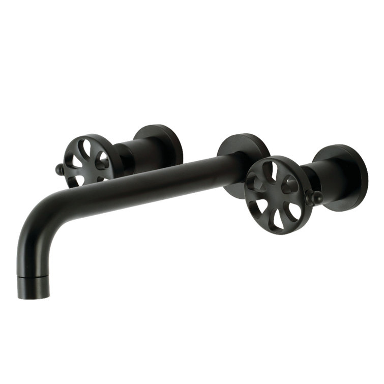 Matte Black Wall Mount Roman Tub Faucet with Dual Handles