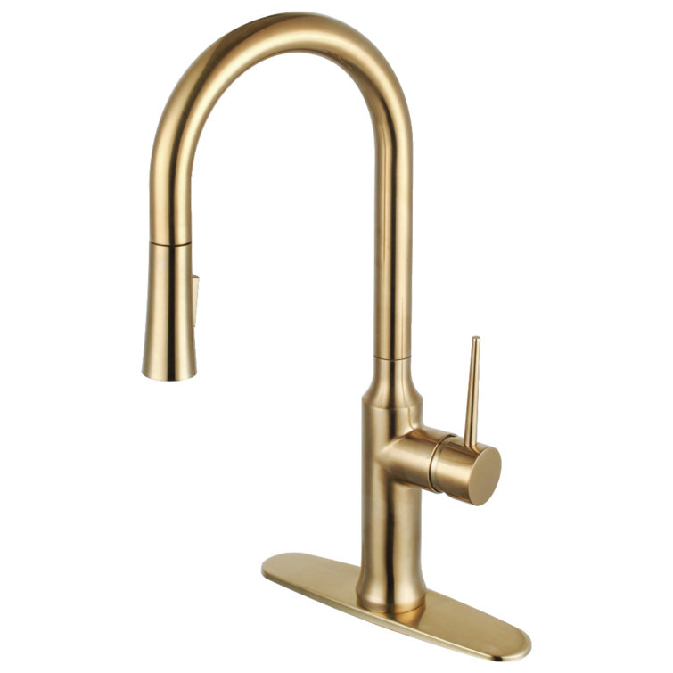 Brushed Brass Single-Handle Pull-Down Kitchen Faucet