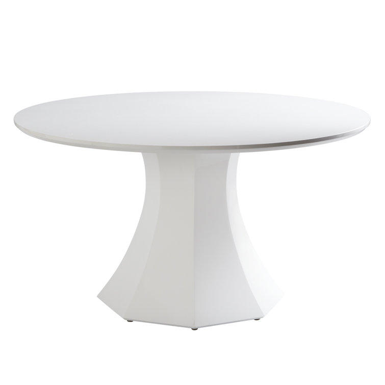 Contemporary 55" White High Gloss Round Wood Dining Table