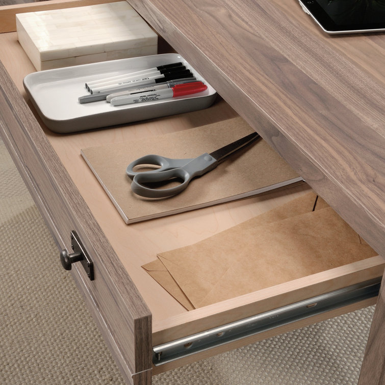 Washed Walnut Executive Desk with Drawers and Keyboard Tray