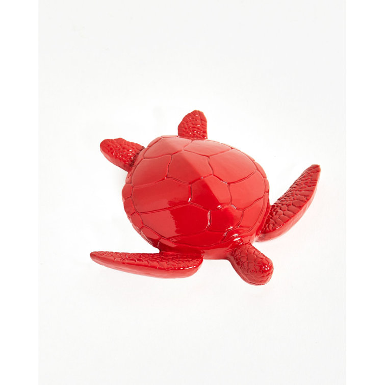Red Resin Sea Turtle Decorative Figurine