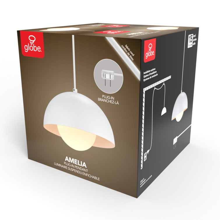 Amelia Matte White 10.8" Glass Bowl Pendant Light