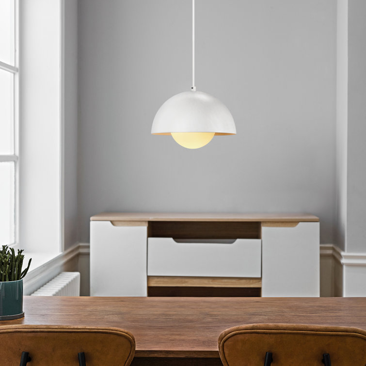 Amelia Matte White 10.8" Glass Bowl Pendant Light
