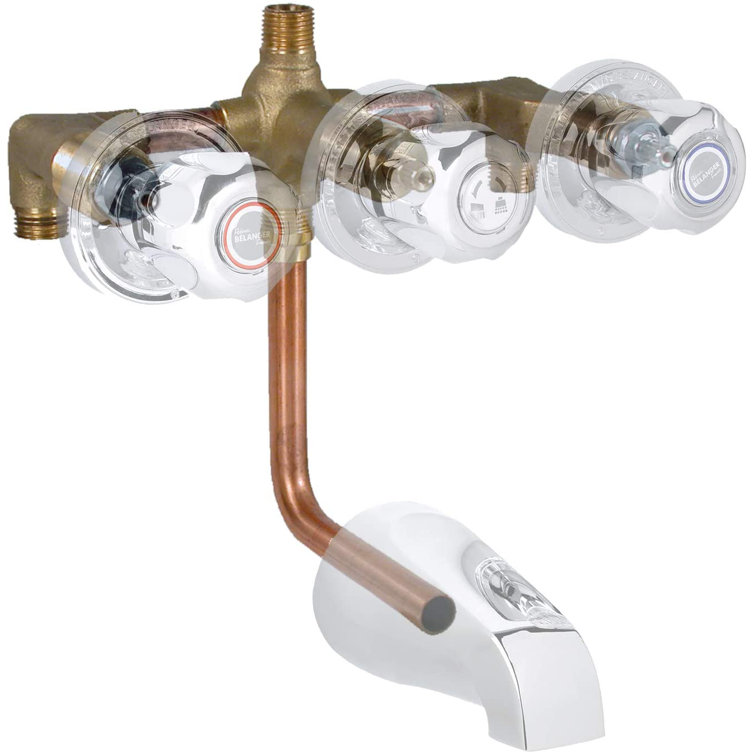 Polished Chrome Wall Mounted Shower Faucet with Three Handles