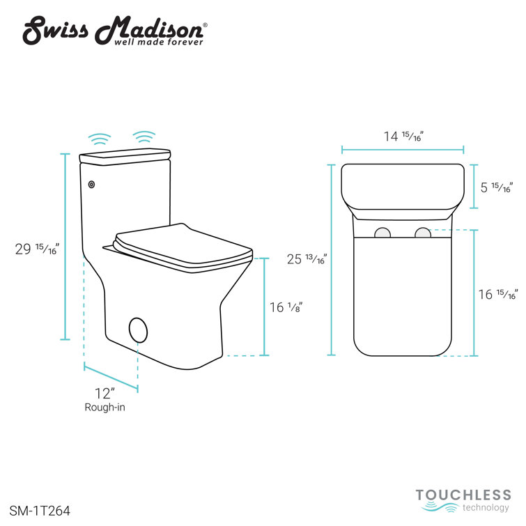 White High Efficiency Touchless Dual Flush One-Piece Toilet