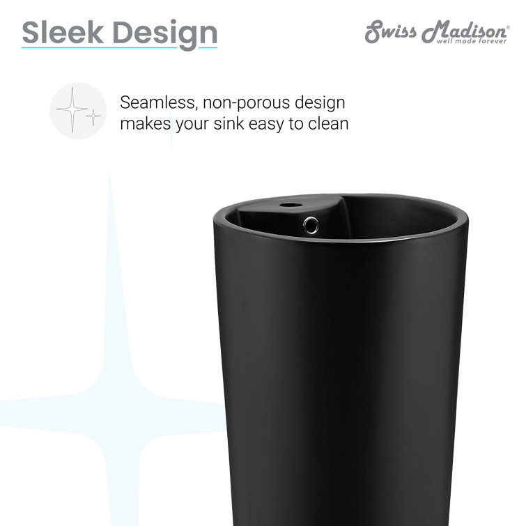 Monaco Matte Black Ceramic Pedestal Sink