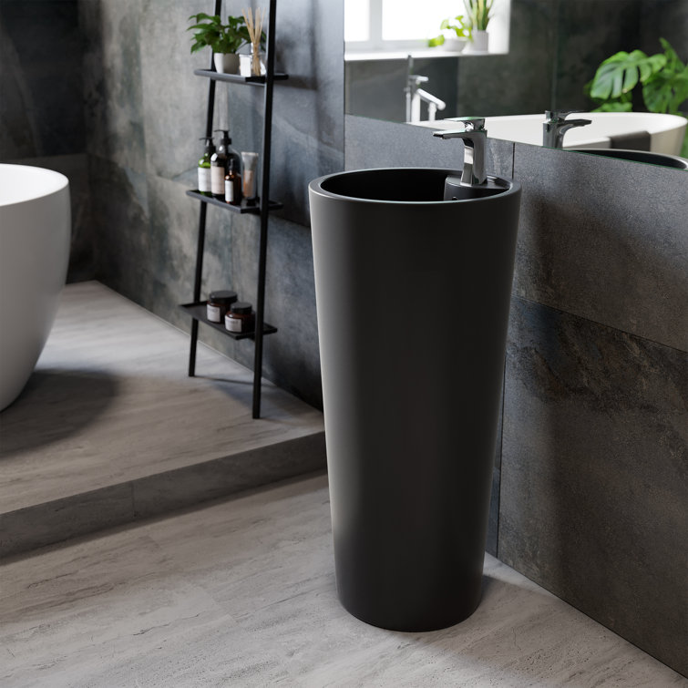 Monaco Matte Black Ceramic Pedestal Sink