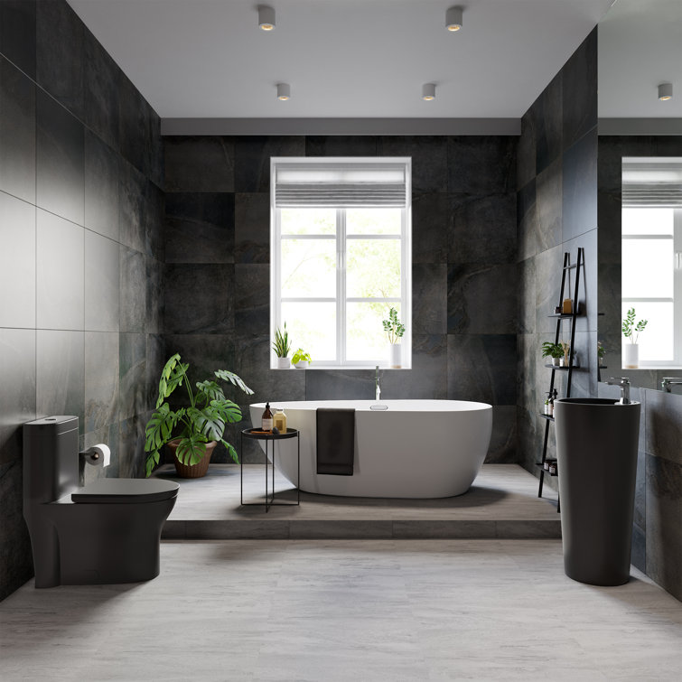 Monaco Matte Black Ceramic Pedestal Sink