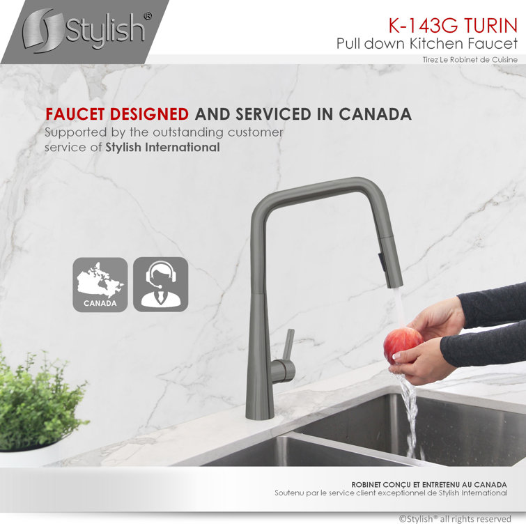 Gunmetal Stainless Steel Pull Down Kitchen Faucet with Spray