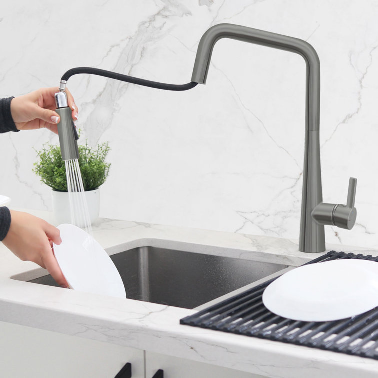 Gunmetal Stainless Steel Pull Down Kitchen Faucet with Spray