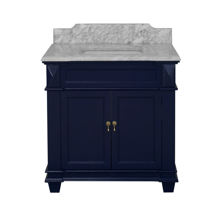 Royal Blue Pine Single Bathroom Vanity with Carrara Marble Top