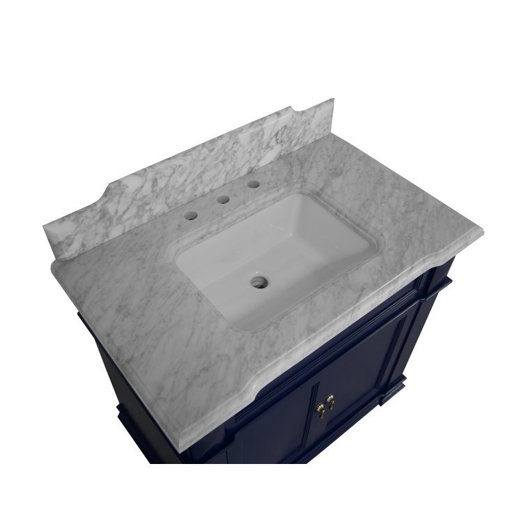 Royal Blue Pine Single Bathroom Vanity with Carrara Marble Top