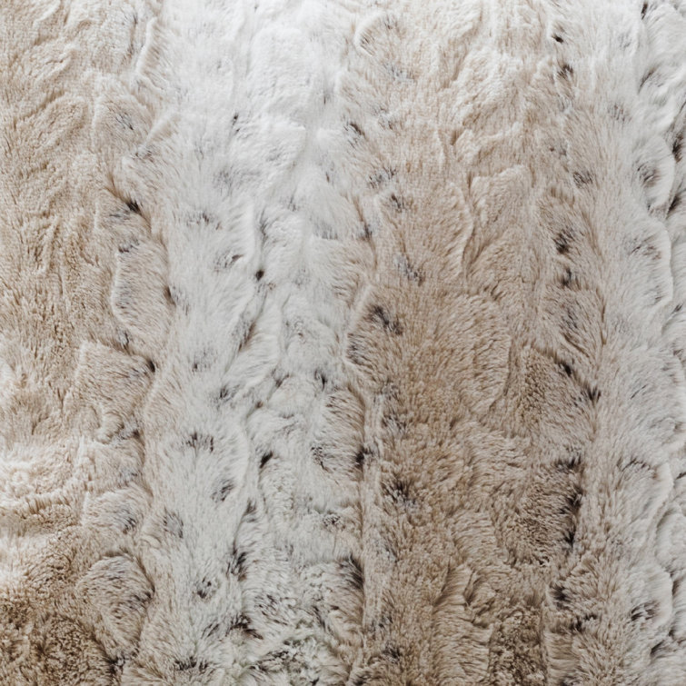 Snow Leopard Faux Fur 17'' Square Throw Pillow Set