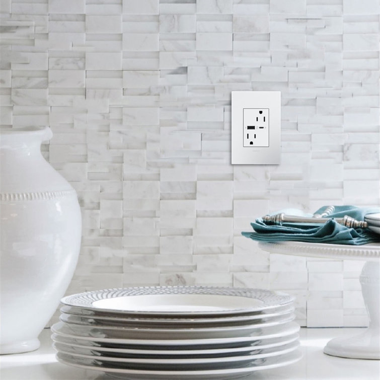White Tamper Resistant Outlet with Dual USB Ports and Wall Plate
