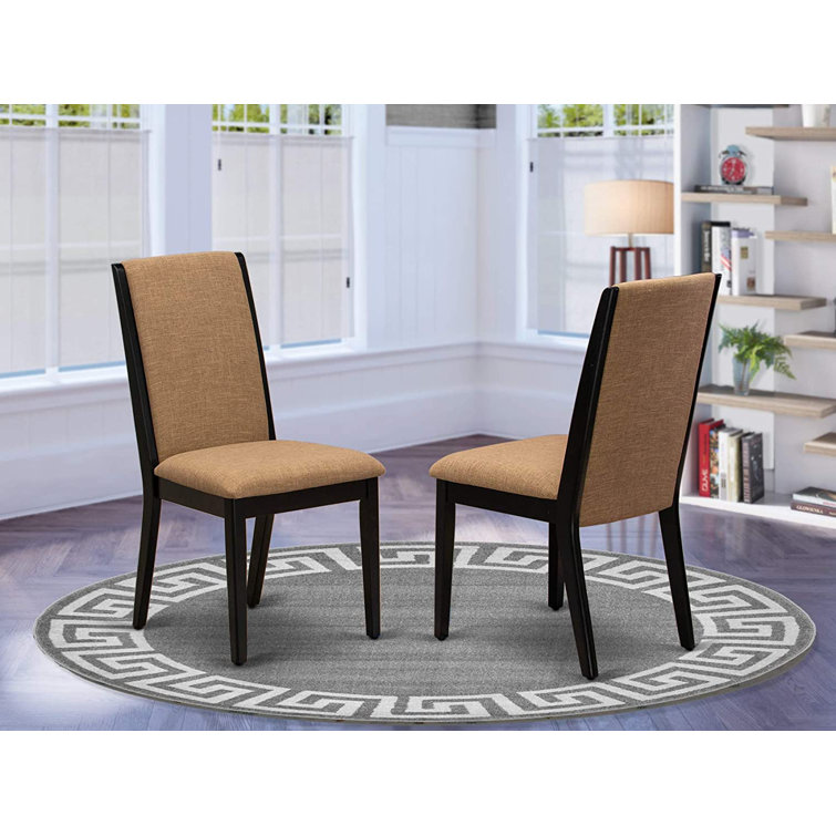 Light Sable Linen Upholstered High Back Parsons Chairs, Set of 2