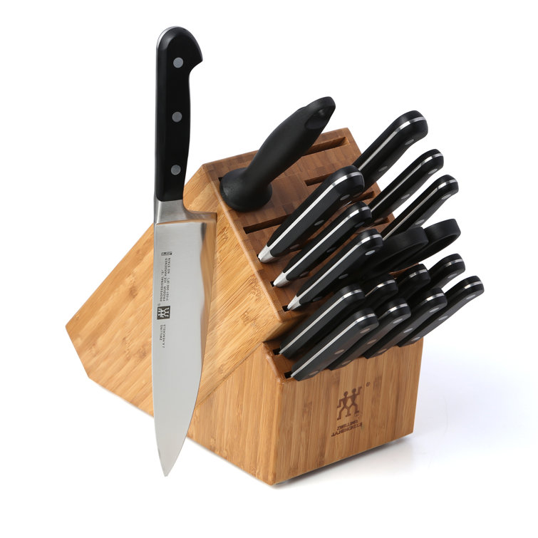 ZWILLING Professional S 18-Piece Knife Block Set, Chef Knife, Serrated Utility Knife, Steak Knife Set, Black